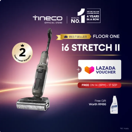 【BEST VALUE】Tineco Floor One i5 / i6 Stretch II Wet Dry Vacuum Cleaner | 22 kPa | Quiet Mode | 100°C Hot-Air Self Clean