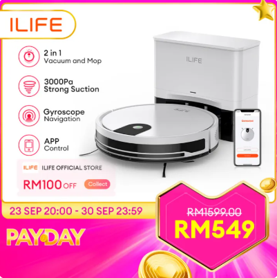 ILIFE V9 Pro Robot Vacuum Cleaner Dry and Wet At the Same Time Sweeping Planned Cleaning Path 3000pa Suction Power for Home Auto Charge Remote Control Operation Clean Pet Hair Vacuum mop